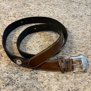 Nocona Elegant Brown Suede & Leather Belt Size 50